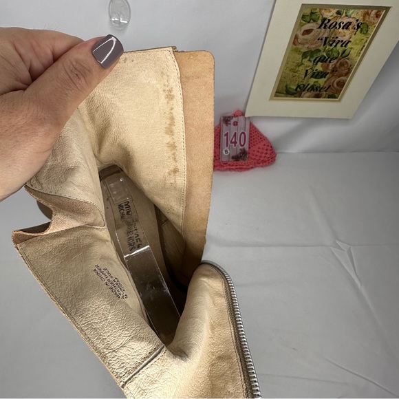 Michael Michael Kors Tan Leather Upper Peep Toe Boots Size 9.5 - Picture 10 of 16
